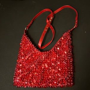Red sparkly purse